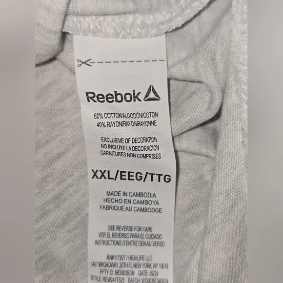 New! Lot Of 2, XXL Reebok Classic T-Shirts In Cobalt And Grey - Picture 8 of 9